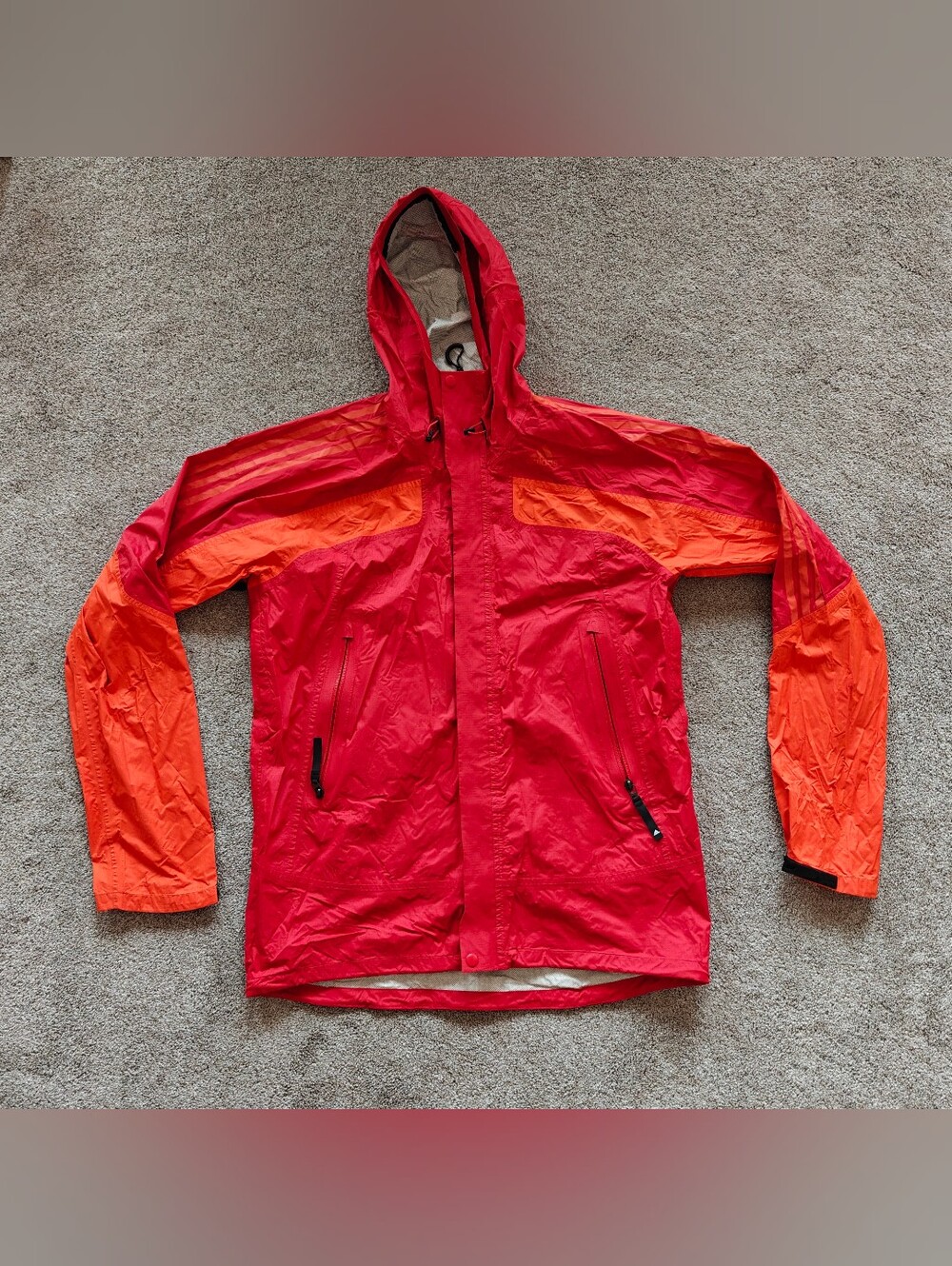 Adidas Climaproof Waterproof Outdoor Rain Jacket Red Orange Men's Size XL